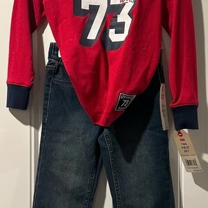 Levi's Red and Navy Long Sleeve Tee with 73 Graphic